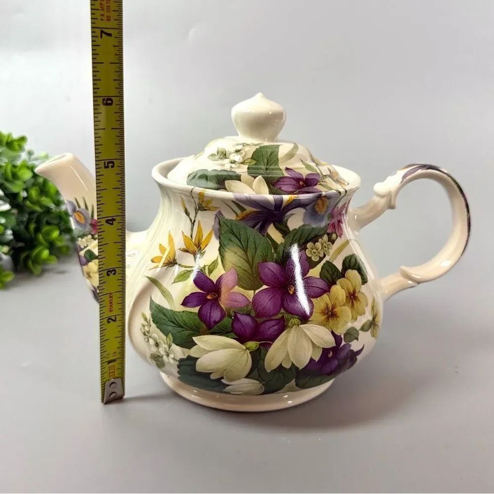 Sadler Duchess Pattern Teapot England Porcelain Violets Flowers 32oz Vintage